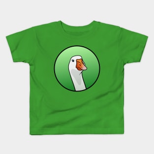 Goose Head in Green Circle Kids T-Shirt